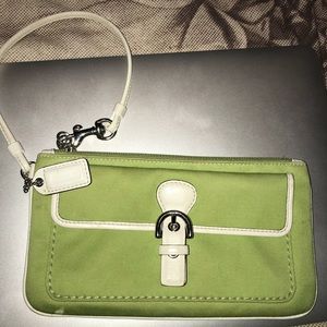 Green Coach wristlet